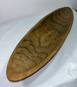 Vintage Mid Century Elongated Handcrafted Wooden Bowl Candy Dish - Bild 1 von 7