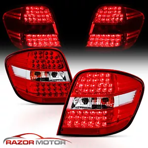 2006-2011 For Mercedes-Benz W164 ML-Class Red Clear LED Back Tail Lights Pair - Picture 1 of 9
