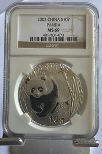 China 2002 1oz Silver Panda Coin, NGC MS69 - Picture 1 of 2
