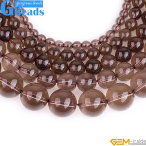 Grade AAA Clear Brown Smoky Quartz Natural Gemtone Round Beads 15" AU 8MM - Picture 1 of 55