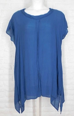 AVENUE Tunic Long Sides Slits Short Dolman Sleeve Lightweight Blue Size 20 - Image 1 of 4