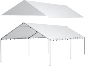 10 x 20 Ft Carport Replacement Canopy Cover Garage Top Tent Shelter Tarp White - Picture 1 of 8