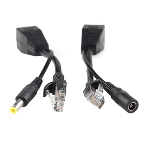 1 Pair 12V POE Adapter Cable RJ45 Injector Splitter Network Power over Ethernet - Afbeelding 1 van 11