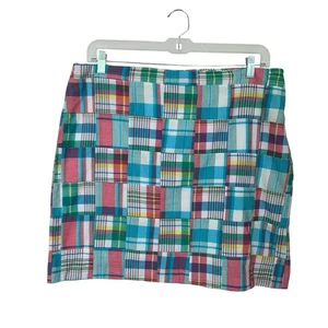 Talbots Women Sz.16 A-Line Madras Plaid Patchwork Zipper Multi-Color Lined Skirt - Picture 1 of 8