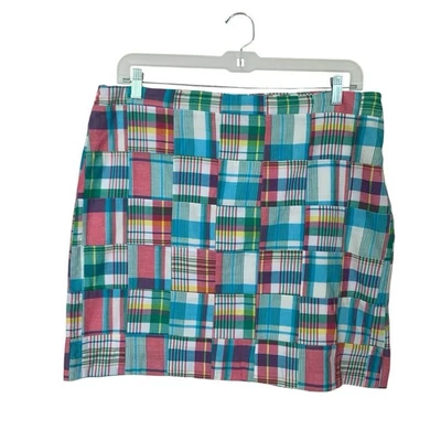 Talbots Women Sz.16 A-Line Madras Plaid Patchwork Zipper Multi-Color Lined Skirt - Image 1 of 4