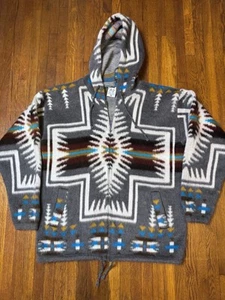 Giacca maglione Yari Artesanias lana azteca con cappuccio zip intera uomo M grigio sud-ovest - Foto 1 di 7
