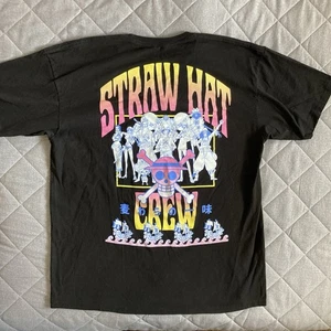 Cappello di paglia crew camicia anime uomo XL increspato nero rufy mille sole pezzo unico - Foto 1 di 8
