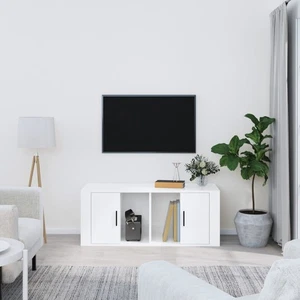 Mobile Porta TV Bianco Lucido 100x35x40 cm in Legno truciolato - Foto 1 di 8
