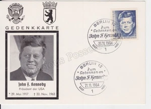 WEST GERMANY BUNDESPOST FIRST DAY CARD GEDENKKARTE 1964 JOHN F KENNEDY (TYPE 2) - Picture 1 of 1