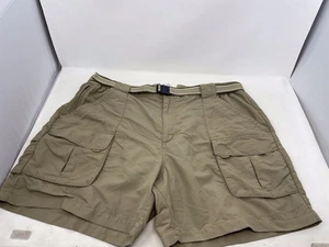 L.L. Bean Shorts Mens XL Tan Olive Light Performance Belted Nylon Hiking Outdoor - Picture 1 of 10