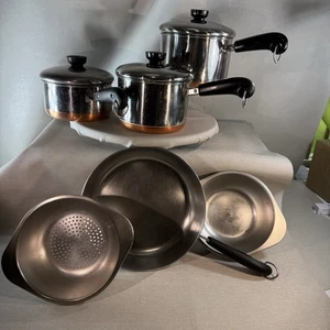 Revere Ware 9-teiliges Set 3/2/1,5 Quart Pfannen 9 Zoll Bratpfanne Dampfgarer Doppelkessel - Bild 1 von 17