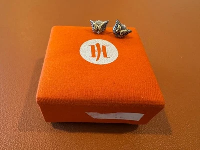 John Hardy Sterling Silver & 18k Yellow Gold Butterfly Earrings w/ Box - Image 1 of 4