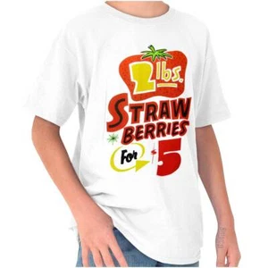 Retro Strawberries Supermarket Food Poster Youth Crewneck T Shirts Boy or Girl - Picture 1 of 7