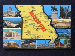 Vintage Missouri State Map Postcard. With 11 Different Scenes. Postmark 1948. - Picture 1 of 2