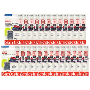 SanDisk Ultra 32GB UHS-I C10 Micro SD Card W/Adapter 100Mb/s Pack of 25 By Lot - Picture 1 of 3