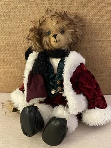 Handgefertigter 16 Zoll Teddybär voll verbunden lockig braun Mohair Weihnachten - Bild 1 von 5