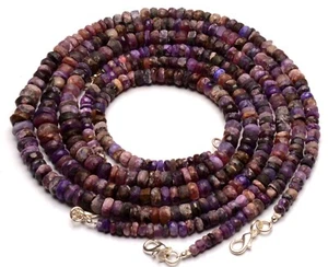 Natural Charoite Gemstone 5 to 8 mm Unpolished Rondelle Shape Beads 19" Necklace - Picture 1 of 6