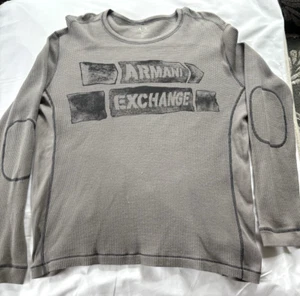 A/X - Armoni Exchange long sleeve mens XL Henly with design, elbow patches, gray - Picture 1 of 6