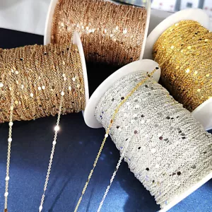 2m Sequin Necklace Chain Metal Copper Cable Chain Finding Jewelry Making DIY - Picture 1 of 23