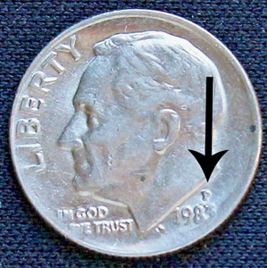 1983 P/D RPM & Struck Through Grease Roosevelt Dime Coin Errors Ungraded XF/AU - Picture 1 of 9