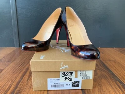 Aut Christian Louboutin Patent Leather Ron Ron Tartaruga Pump Shoe Heel 39.5 9.5 - Image 1 of 4