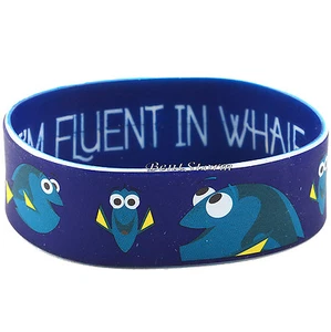 Disney Finding Dory Nemo I am Fluent in Whale Blue Rubber Bracelet Wristband NEW - Picture 1 of 1