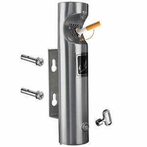 Elitra Wall Mounted Outdoor Stainless Steel Cigarette Butt Receptacle, Silver