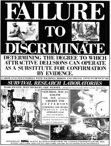Original Survival Research Labs Poster "Failure To Discriminate" - Bild 1 von 1