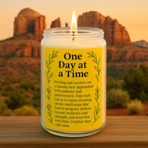 Vela motivacional y curativa One Day at a Time mezcla de cera de soja 100 % natural  - Imagen 1 de 5