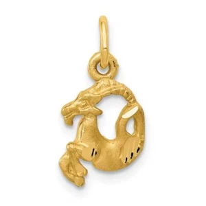 14K Gold Satin Diamond-cut Capricorn Zodiac Charm 0.4 x 0.8 in - Picture 1 of 2