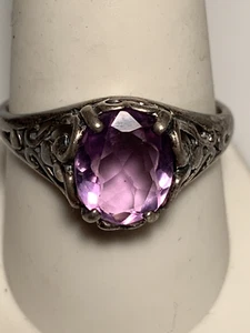 Kabana Sterling Silver 925 Beautiful Amethyst Ring Size 8 * - Picture 1 of 3