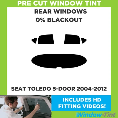 For SEAT Toledo 5-door Hatchback 2004-12 Pre Cut Window Tint 0% Blackout Film - Image 1 of 4