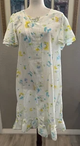 Grunge House Dress Vintage Floral Small 90s Sheer Granny Blue Yellow - Picture 1 of 4