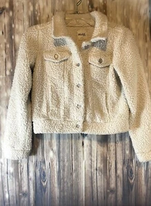 Mudd Youth Girls White Faux Fur Button Up Jacket Size 12 100% Polyester - Picture 1 of 7