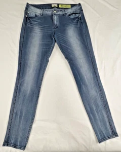 INDIGO REIN Skinny Stretch Ankle Jeans Women's Size 15 Blue Denim Distressed - Picture 1 of 9