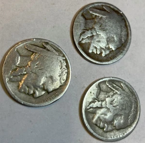 BUFFALO INDIAN HEAD NICKEL LOT (3) COINS WITH NO DATES FREE SHIPPING - Picture 1 of 3