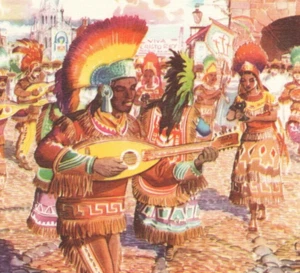 1940er-50er Ramon Valdiosera Kunstdrucke Farbe Mexikanische Tänze Kostüme 17 Teller - Bild 1 von 22