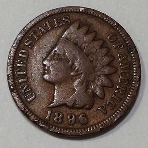 U.S. 1896 Indian Head Penny, One Cent Bronze Coin, Original Antique/Vintage - Picture 1 of 6
