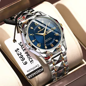 Men's Quartz Watches 3 ATM Waterproof Luminous Stainless Steel Date Wristwatches - Picture 1 of 21