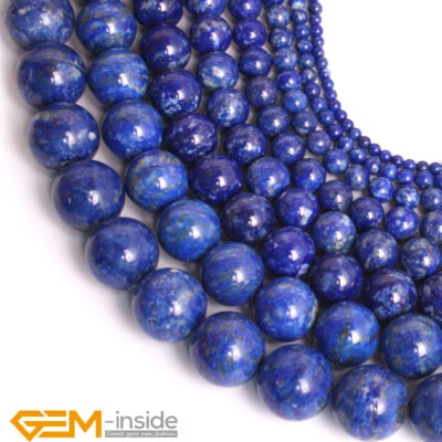 Cuentas sueltas redondas para hacer joyas piedras preciosas de lapislázuli azul 15" a granel 2 mm-16 mm Foto 1 de 4