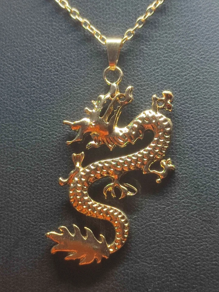 Halskette in Gold Drache Japan Design ce 3,5 Cm - Bild 1 von 4