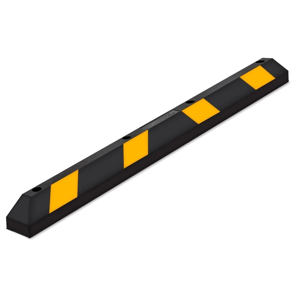 6-Foot Long Durable Rubber Parking Stop with High-Visibility Yellow Stripes - Image 1 of 4