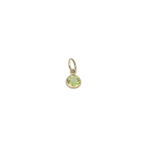 Peridot Charm 4mm Round Hand Made In 14k Yellow Gold - Picture 1 of 6