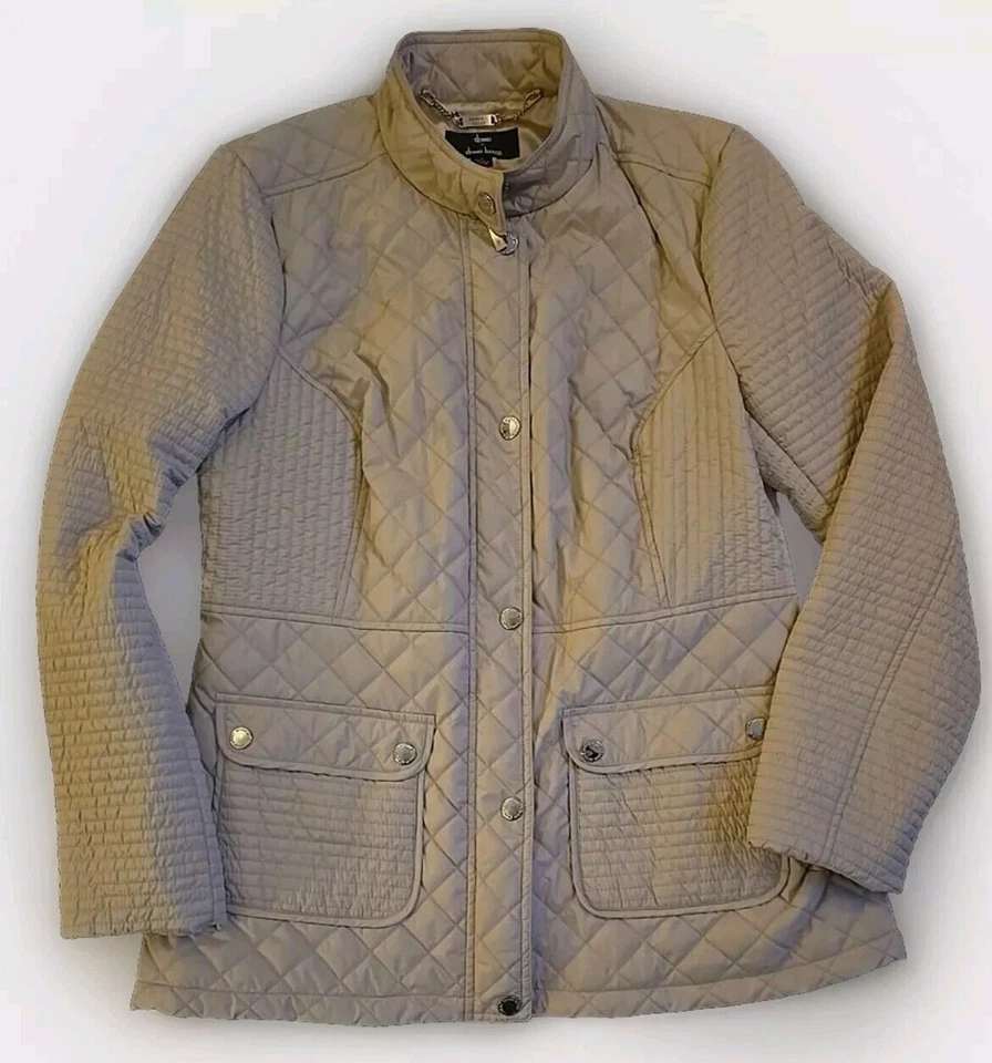 Dennis by Dennis Basso 绗缝夹克外套棕褐色金色五金 S 码 — 第 1/4 张图片