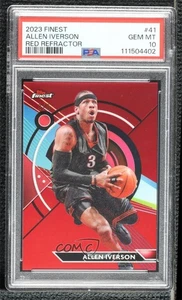 2023 Topps Finest Common Red Refractor 2/5 Allen Iverson #41 PSA 10 GEM MT HOF - Picture 1 of 3