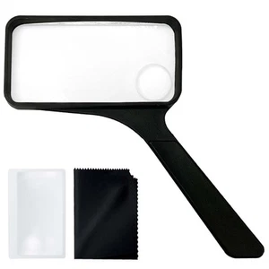 MAGDEPO 3X/5X Rectangular Large Handheld Magnifying Glass Bifocal Magnifier A... - Picture 1 of 9