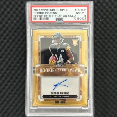 2022 Contenders Optic George Pickens Gold /10 Rookie On Card Auto Cowboys - Image 1 of 2