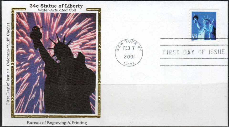 US Scott #3476  Colorano "Silk" Cachet, "Statue of Liberty", FDC - Image 1 of 1