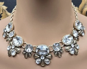 NEXT-Statement choker Necklace Glass Rhinestones Light Gold Tone Rope Chain 48cm - Picture 1 of 12