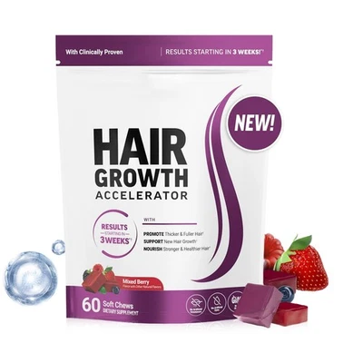 Force Factor Hair Growth Accelerator Soft Chews, Hair Growth Vitamins for Women - Image 1 of 4
